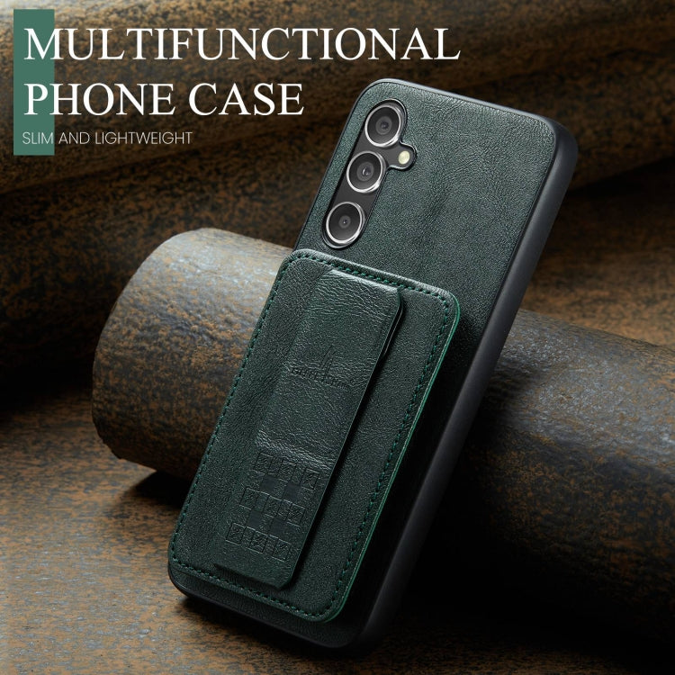 For Samsung Galaxy A25 5G Fierre Shann Oil Wax Cow Leather Card Holder Back Phone Case(Green)