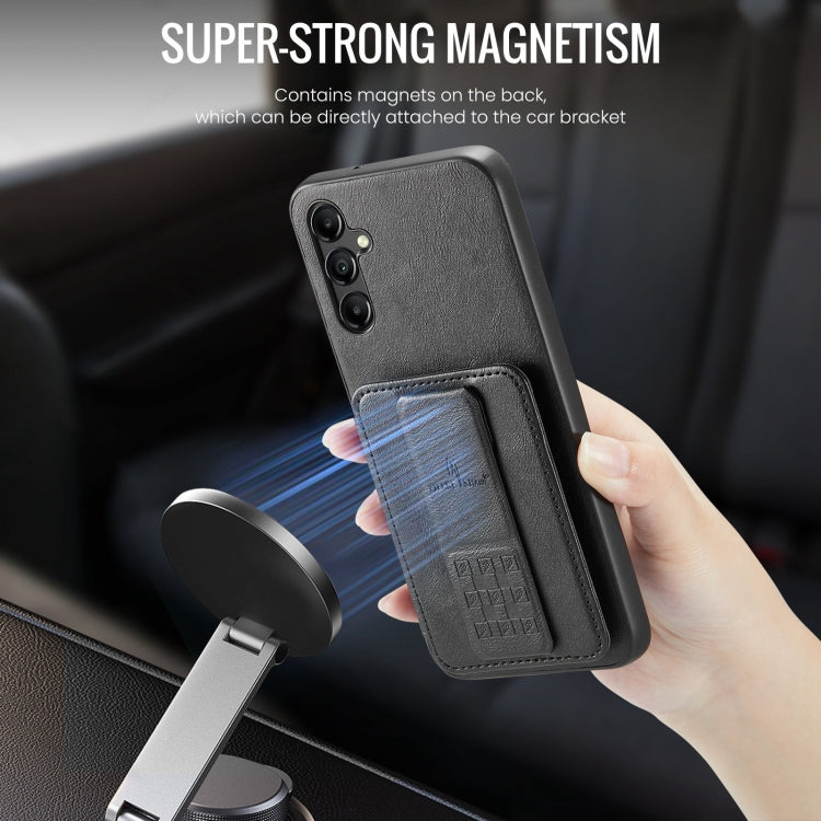 For Samsung Galaxy A35 5G Fierre Shann Oil Wax Cow Leather Card Holder Back Phone Case(Black)