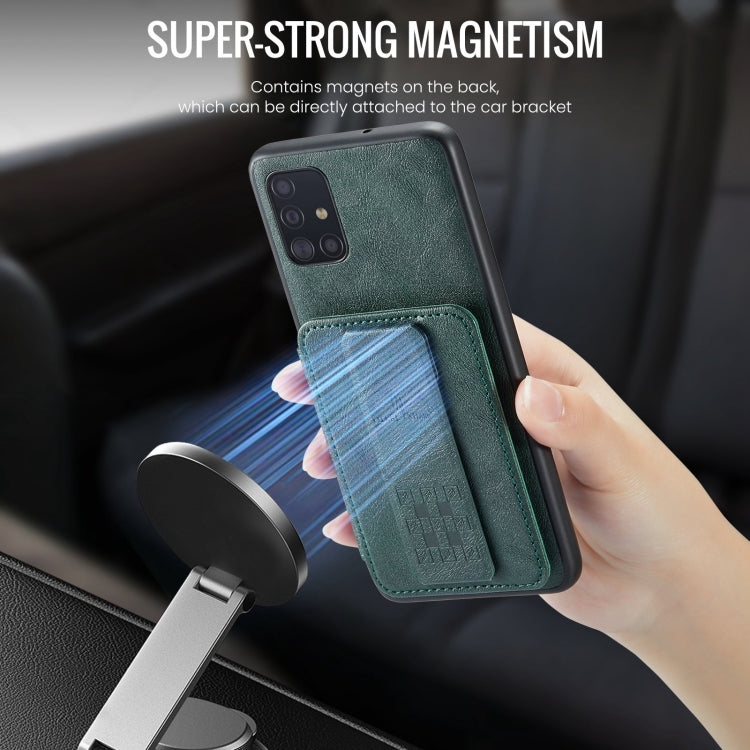 For Samsung Galaxy A51 4G Fierre Shann Oil Wax Cow Leather Card Holder Back Phone Case(Green)