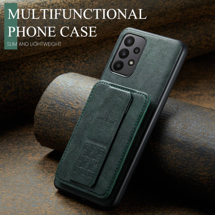 For Samsung Galaxy A72 5G/4G Fierre Shann Oil Wax Cow Leather Card Holder Back Phone Case(Green)
