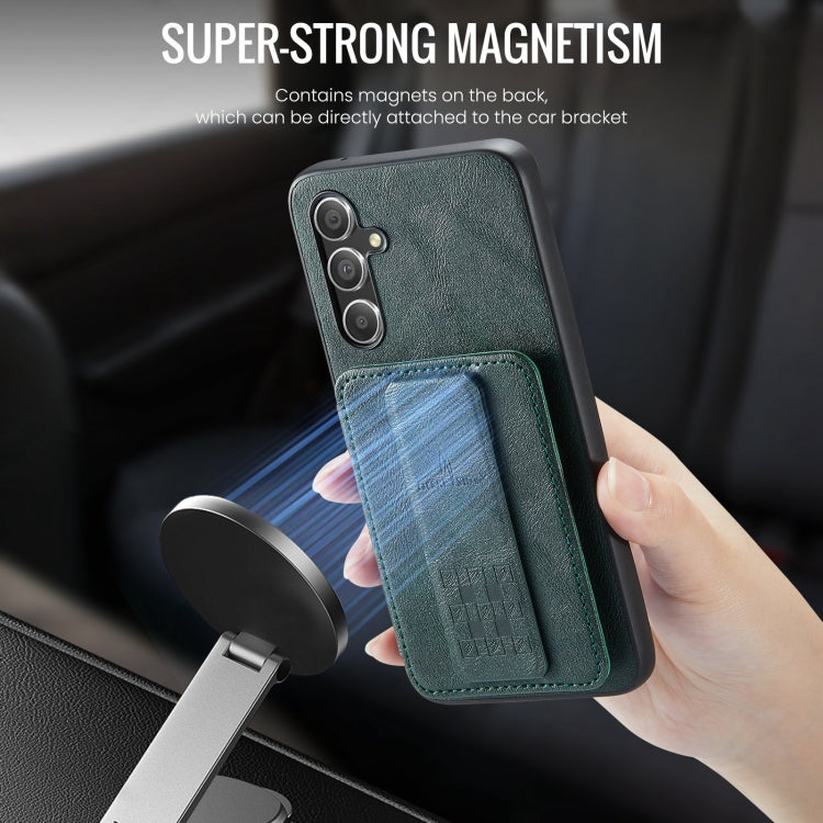 For Samsung Galaxy A54 5G Fierre Shann Oil Wax Cow Leather Card Holder Back Phone Case(Green)
