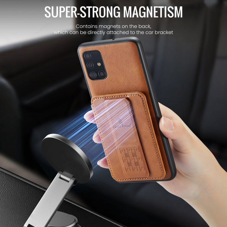 For Samsung Galaxy A71 4G Fierre Shann Oil Wax Cow Leather Card Holder Back Phone Case(Brown)