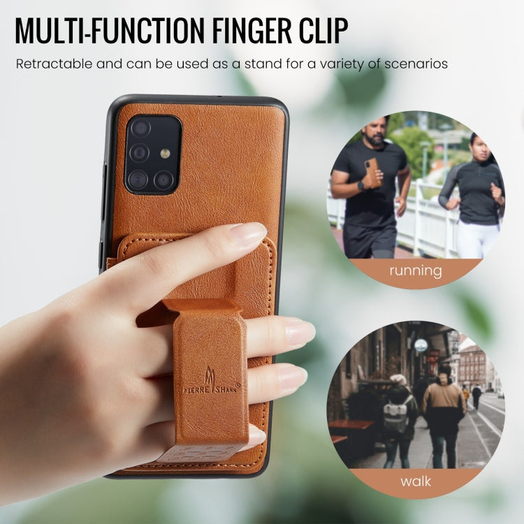 For Samsung Galaxy A71 4G Fierre Shann Oil Wax Cow Leather Card Holder Back Phone Case(Brown)