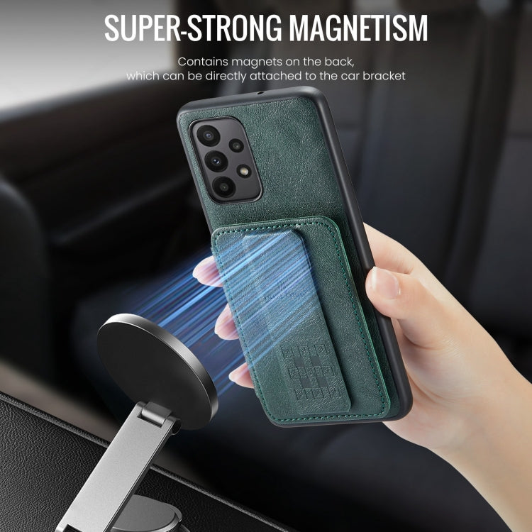 For Samsung Galaxy A73 Fierre Shann Oil Wax Cow Leather Card Holder Back Phone Case(Green)
