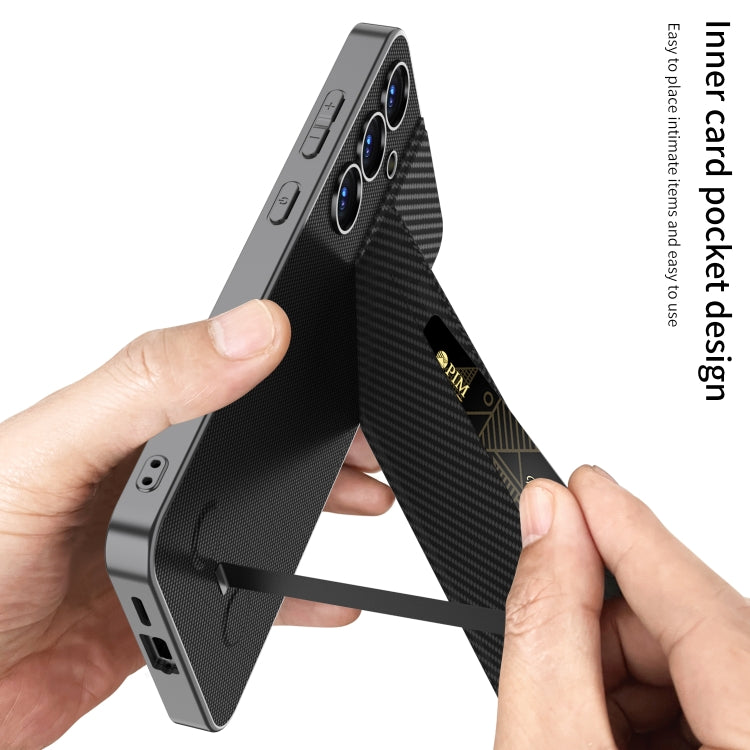 For Samsung Galaxy S25 5G GKK Rotor Bracket Recessed Card Bag Full Coverage Phone Case(Grey)