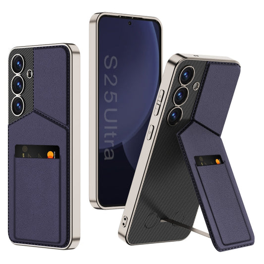 For Samsung Galaxy S25+ 5G GKK Rotor Bracket Recessed Card Bag Full Coverage Phone Case(Purple)