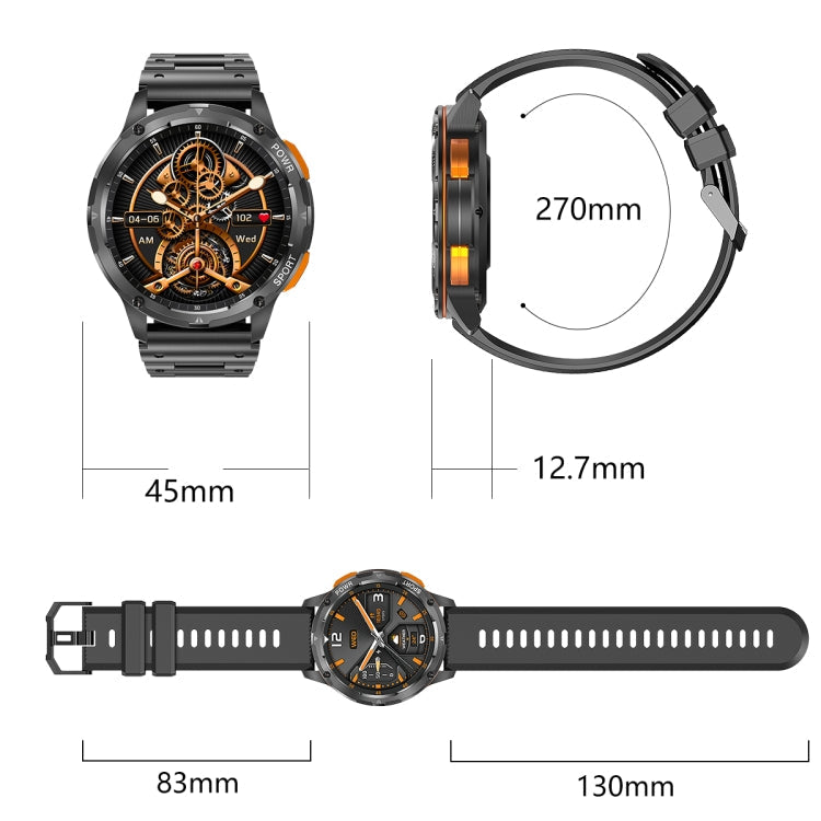 LEMFO AK59 1.43 inch AMLOED Round Screen Silicone Strap Smart Watch(Gold)