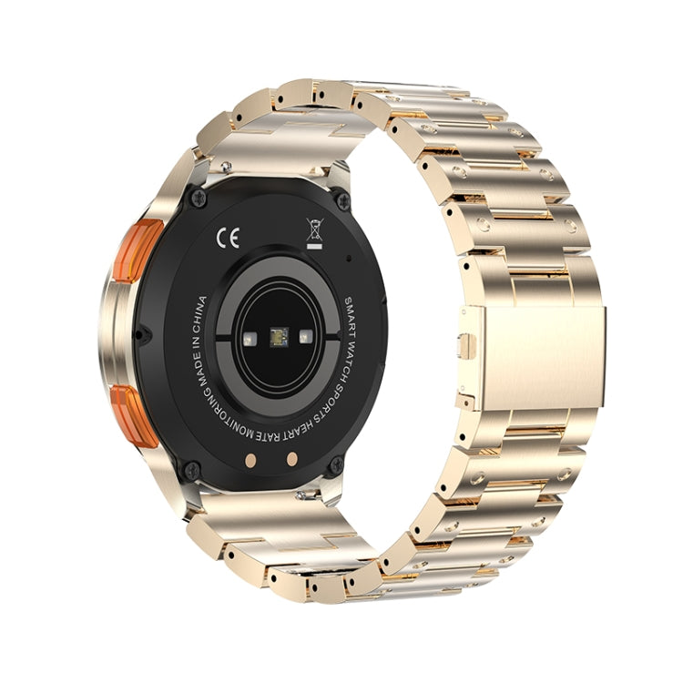 AK59 1.43 inch AMLOED Round Screen Steel Strap Smart Watch(Gold)