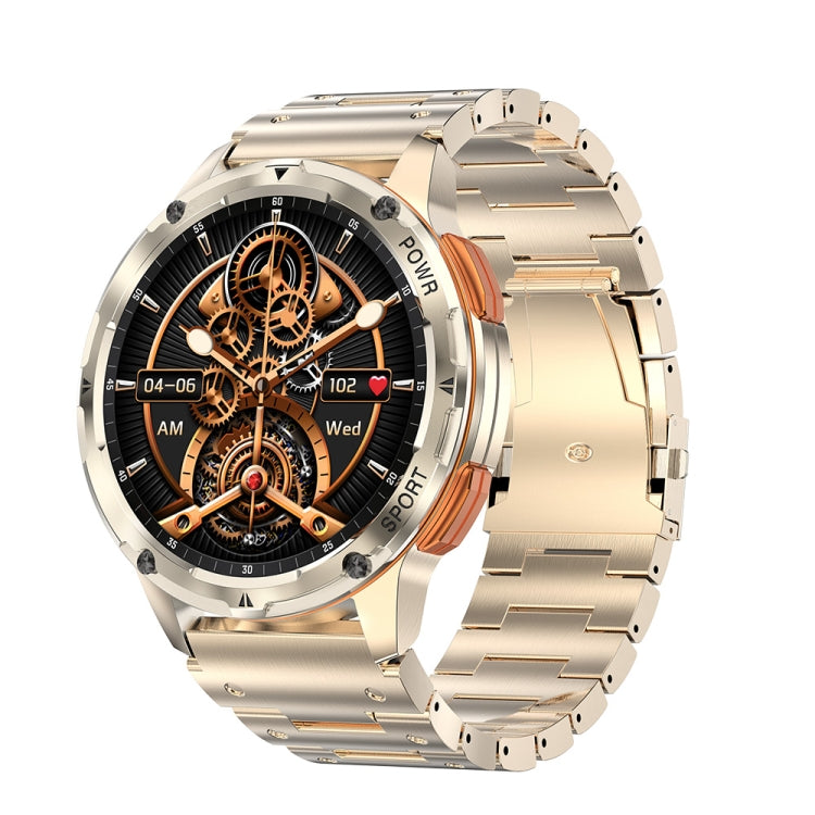 AK59 1.43 inch AMLOED Round Screen Steel Strap Smart Watch(Gold)