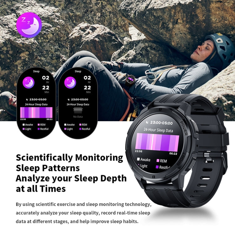 LEMFO C25 1.43 inch HD Round Screen Outdoor Smart Watch Supports Blood Oxygen Detection/Sedentary Reminder(Black Grey)