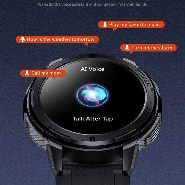 LEMFO C25 1.43 inch HD Round Screen Outdoor Smart Watch Supports Blood Oxygen Detection/Sedentary Reminder(Black Grey)