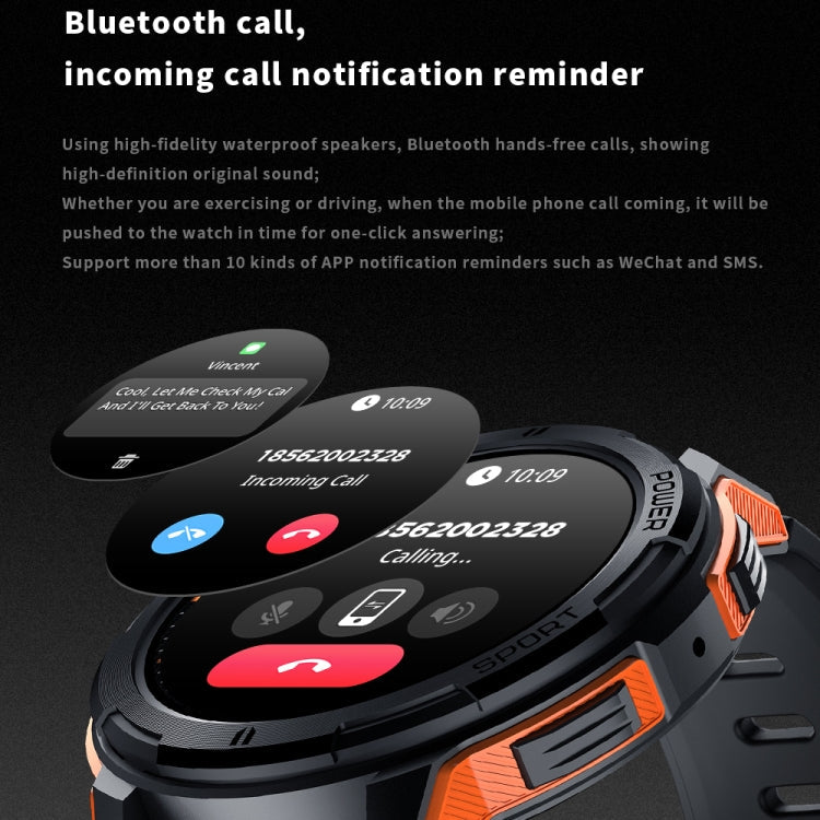 LEMFO C25 1.43 inch HD Round Screen Outdoor Smart Watch Supports Blood Oxygen Detection/Sedentary Reminder(Black Grey)