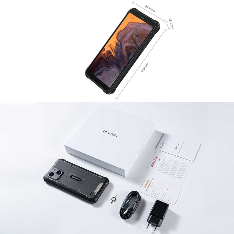 [HK Warehouse] Oukitel WP32, 4GB+128GB, IP68/IP69K, 5.93 inch Android 13 Unisoc Tiger T606 Octa-core, NFC, OTG, Network: 4G(Black)