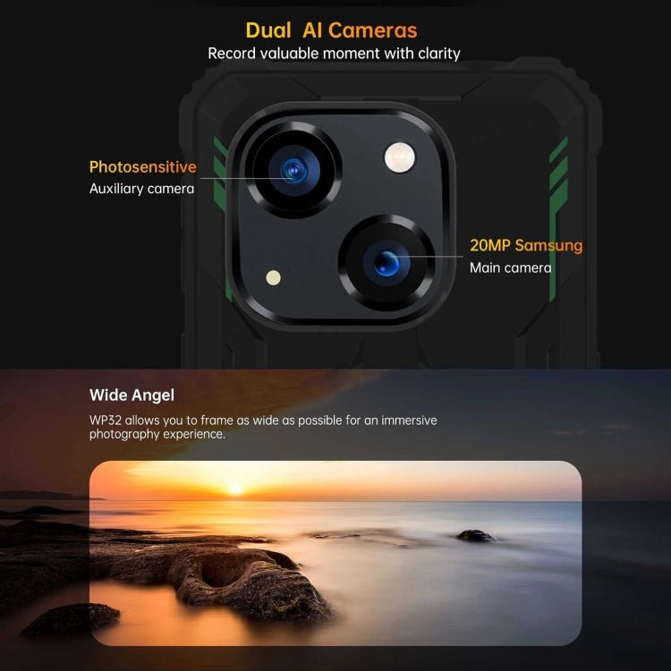 [HK Warehouse] Oukitel WP32, 4GB+128GB, IP68/IP69K, 5.93 inch Android 13 Unisoc Tiger T606 Octa-core, NFC, OTG, Network: 4G(Black)