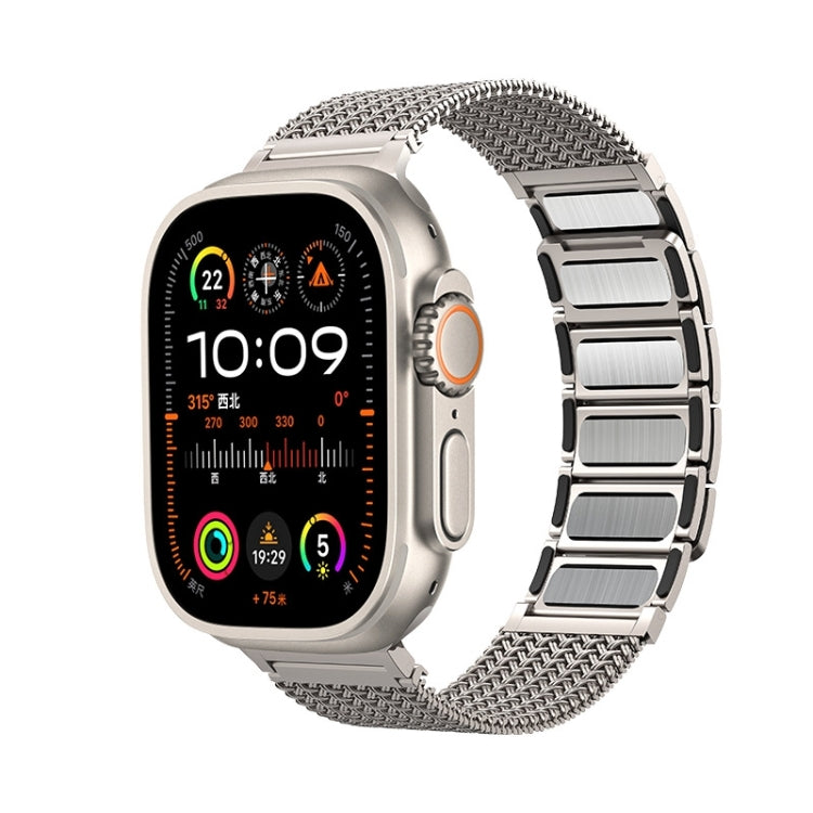 Magnetic Clasp Braided Chain Stainless Steel Watch Band, For Apple Watch SE 2023 44mm, For Apple Watch SE 2023 40mm, For Apple Watch Ultra 2 49mm, For Apple Watch Series 9 45mm, For Apple Watch Series 9 41mm, For Apple Watch Ultra 49mm