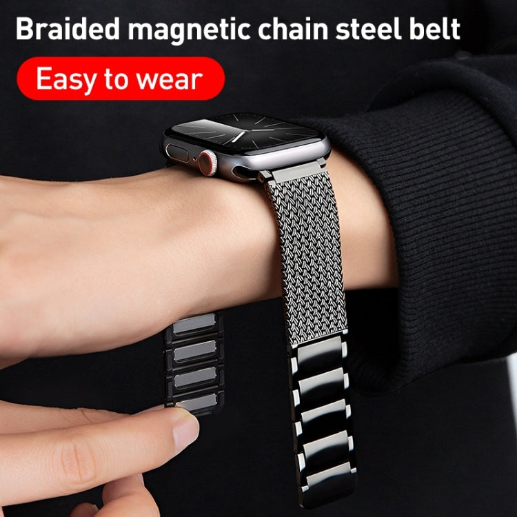 Magnetic Clasp Braided Chain Stainless Steel Watch Band, For Apple Watch SE 40mm, For Apple Watch SE 44mm, For Apple Watch Series 6 40mm, For Apple Watch Series 6 44mm, For Apple Watch Series 5 44mm, For Apple Watch Series 5 40mm