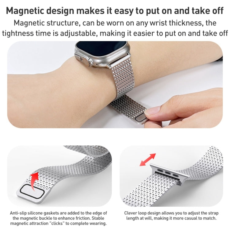 Milanese Loop Magnetic Clasp Stainless Steel Watch Band, For Apple Watch Series 4 44mm, For Apple Watch Series 4 40mm, For Apple Watch Series 3 38mm, For Apple Watch Series 3 42mm, For Apple Watch Series 2 42mm, For Apple Watch Series 2 38mm