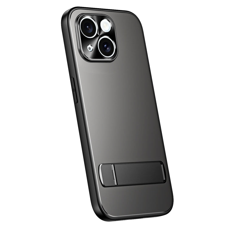 For iPhone 15 R-JUST RJ-61 Electroplating Frosted TPU + PC Phone Case with Holder(Grey)