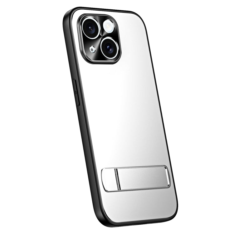 For iPhone 15 R-JUST RJ-61 Electroplating Frosted TPU + PC Phone Case with Holder(Silver)