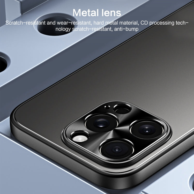 For iPhone 13 R-JUST RJ-61 Electroplating Frosted TPU + PC Phone Case with Holder(Blue)