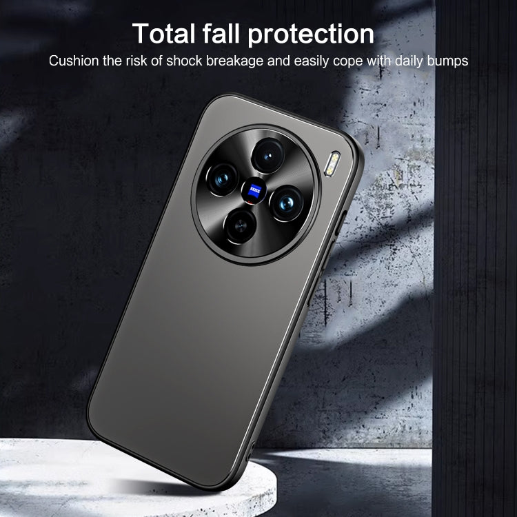 For vivo X100 / X100 Pro R-JUST RJ-61 Electroplating Frosted TPU + PC Phone Case with Holder(Blue)