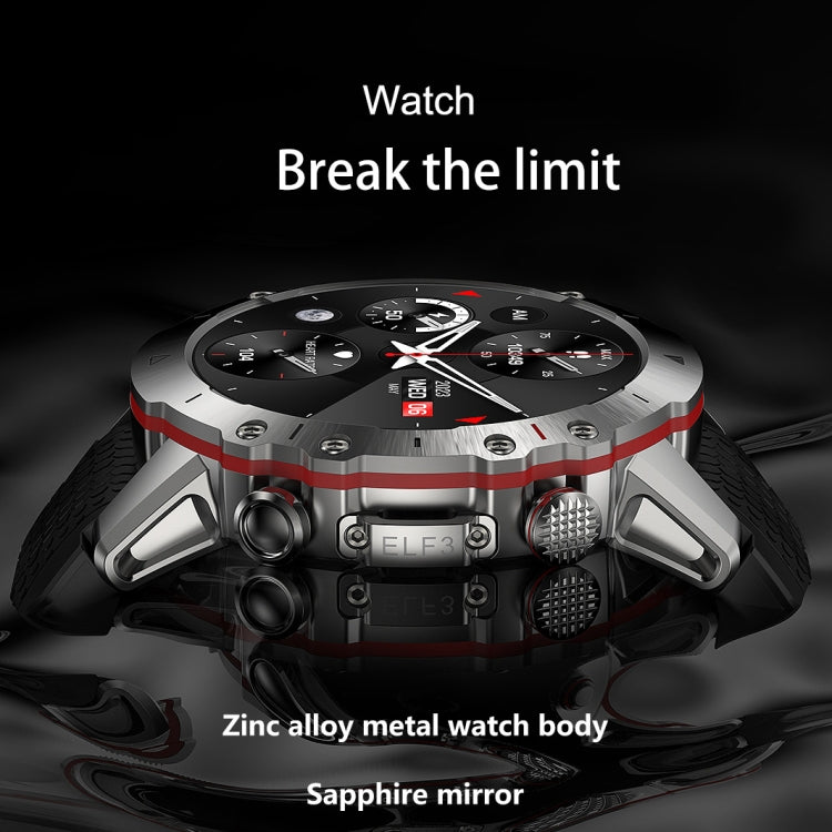 ELF3 1.39 inch TFT Round Screen Outdoor Silicone Strap Smart Watch Supports Blood Oxygen Monitoring(Silver)