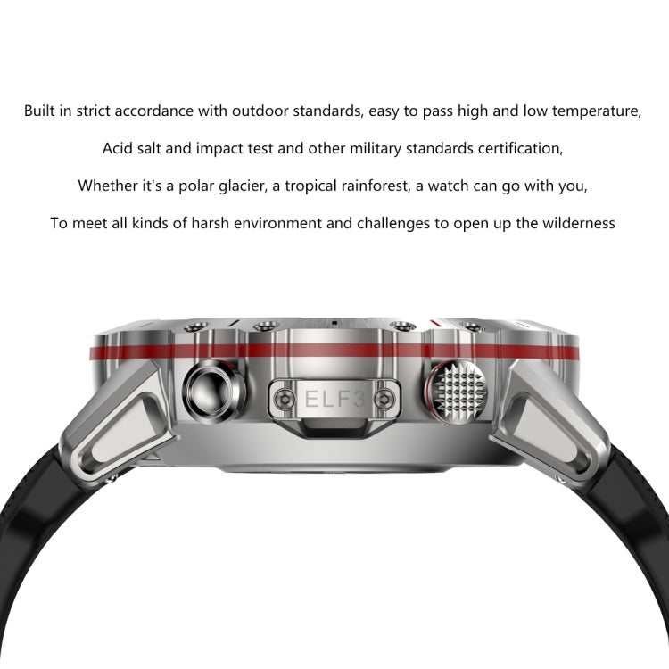 ELF3 1.39 inch TFT Round Screen Outdoor Silicone Strap Smart Watch Supports Blood Oxygen Monitoring(Silver)