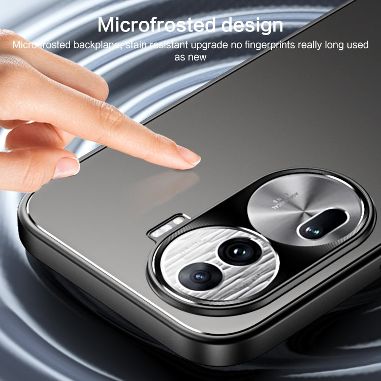 For OPPO Reno11 Pro Global R-JUST RJ-61 Electroplating Frosted TPU + PC Phone Case with Holder(Grey)