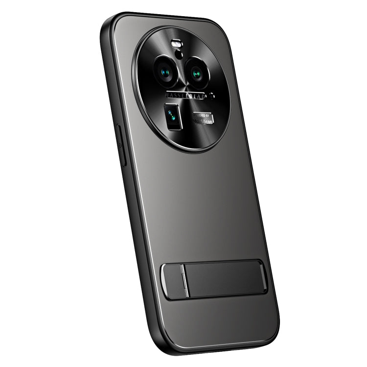 For OPPO Find X6 Pro R-JUST RJ-61 Electroplating Frosted TPU + PC Phone Case with Holder(Grey)