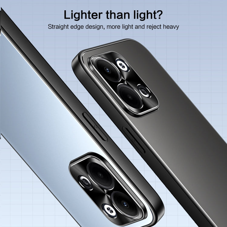 For OPPO Reno9 / Reno9 Pro R-JUST RJ-61 Electroplating Frosted TPU + PC Phone Case with Holder(Blue)