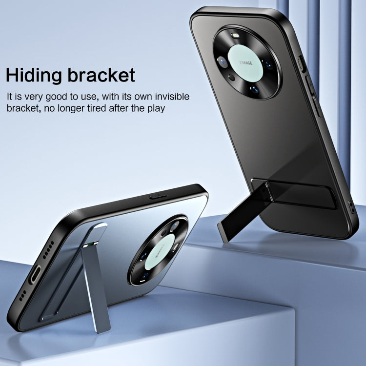 For Huawei Mate 60 R-JUST RJ-61 Electroplating Frosted TPU + PC Phone Case with Holder(Grey)