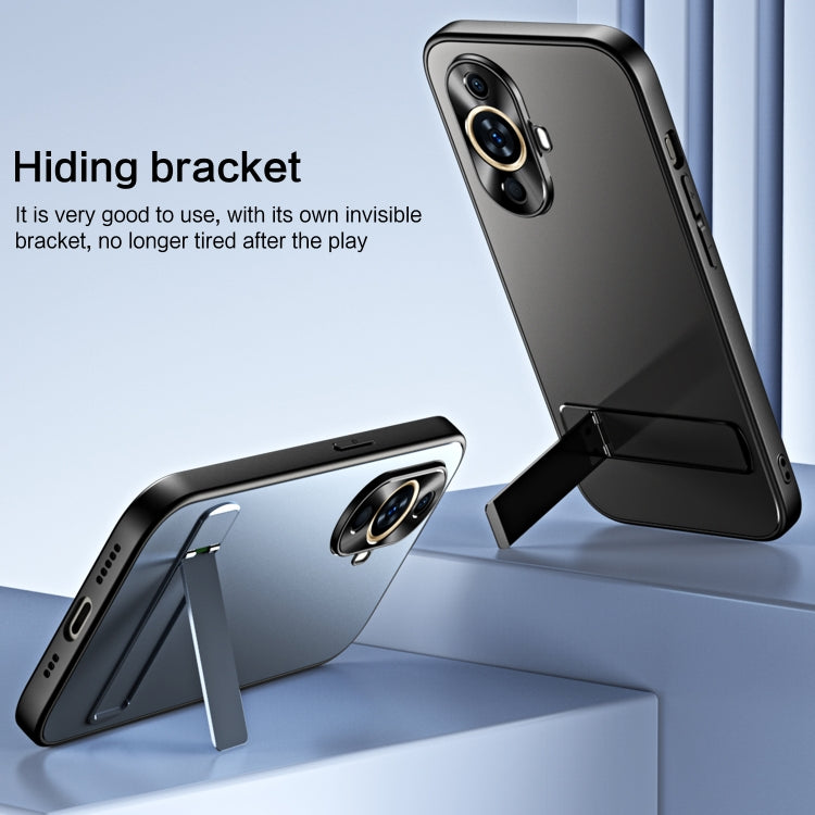 For Huawei nova 11 R-JUST RJ-61 Electroplating Frosted TPU + PC Phone Case with Holder(Blue)