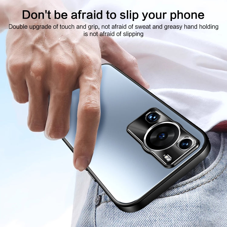 For Huawei P60 / P60 Pro R-JUST RJ-61 Electroplating Frosted TPU + PC Phone Case with Holder(Grey)
