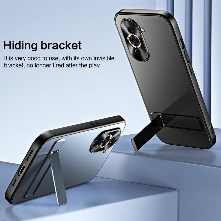 For Huawei nova 10 Pro R-JUST RJ-61 Electroplating Frosted TPU + PC Phone Case with Holder(Grey)