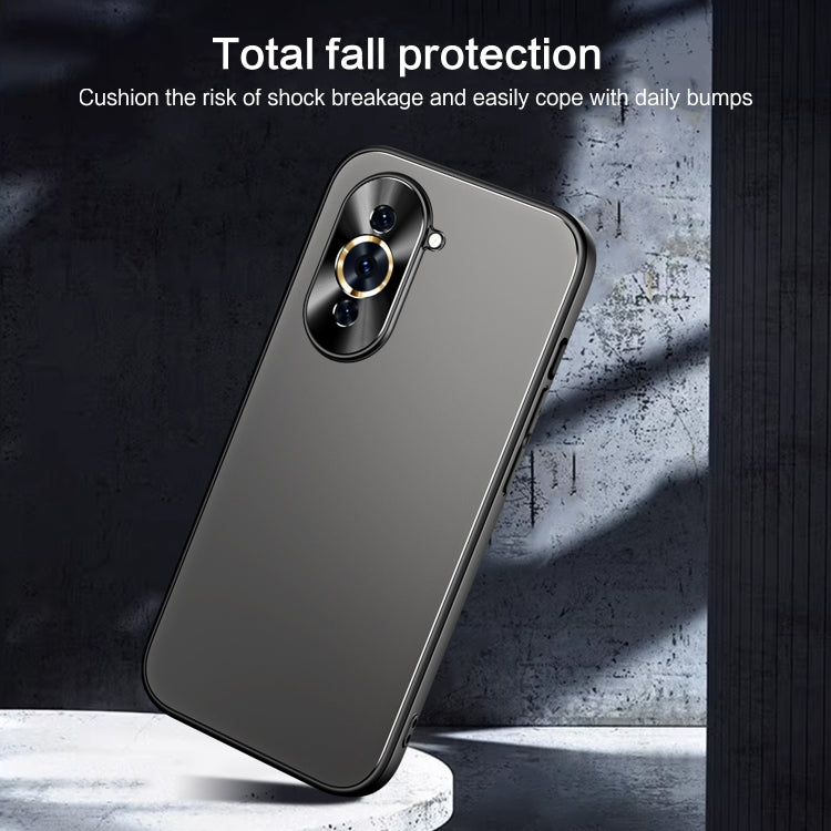 For Huawei nova 10 Pro R-JUST RJ-61 Electroplating Frosted TPU + PC Phone Case with Holder(Blue)