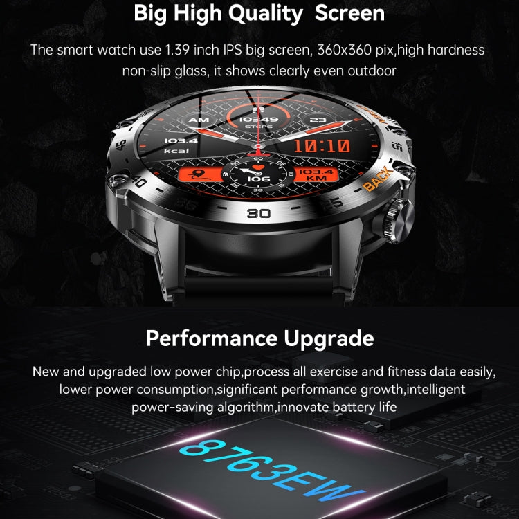 K52 1.39 inch IPS Square Screen Smart Watch Supports Bluetooth Calls(Silver Orange)