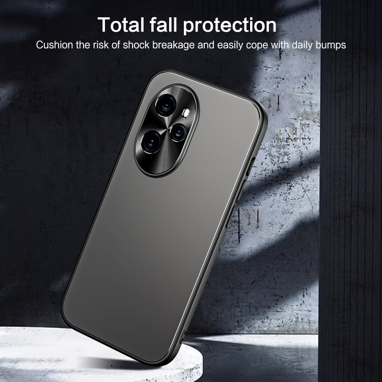 For Honor 100 Pro R-JUST RJ-61 Electroplating Frosted TPU + PC Phone Case with Holder(Grey)