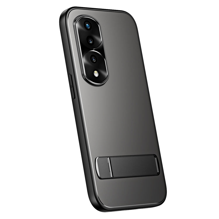 For Honor 70 R-JUST RJ-61 Electroplating Frosted TPU + PC Phone Case with Holder(Grey)