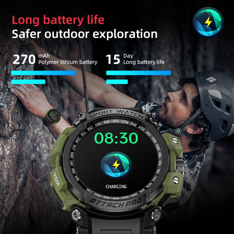 LOKMAT ATTACK Pro 1.32 inch BT5.1 Smart Sport Watch, Support Bluetooth Call / Sleep / Blood Oxygen / Heart Rate / Blood Pressure Health Monitor(Green)