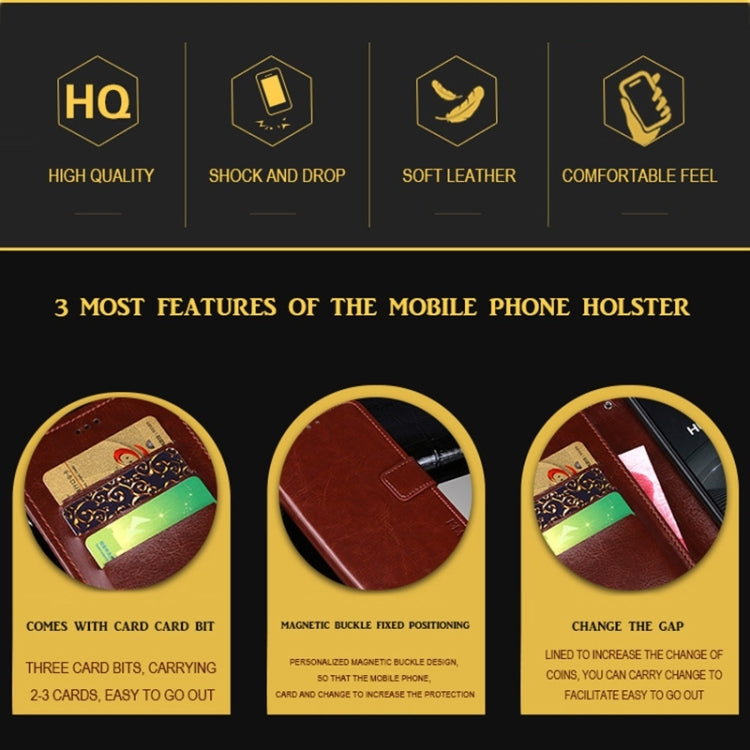 For Honor Play 40 idewei Crazy Horse Texture Leather Phone Case with Holder(Black)