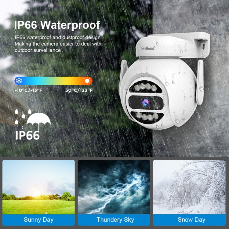 SriHome SH047 4MP IP66 Waterproof Motion Detection Night Vision WiFi HD Camera(US Plug)