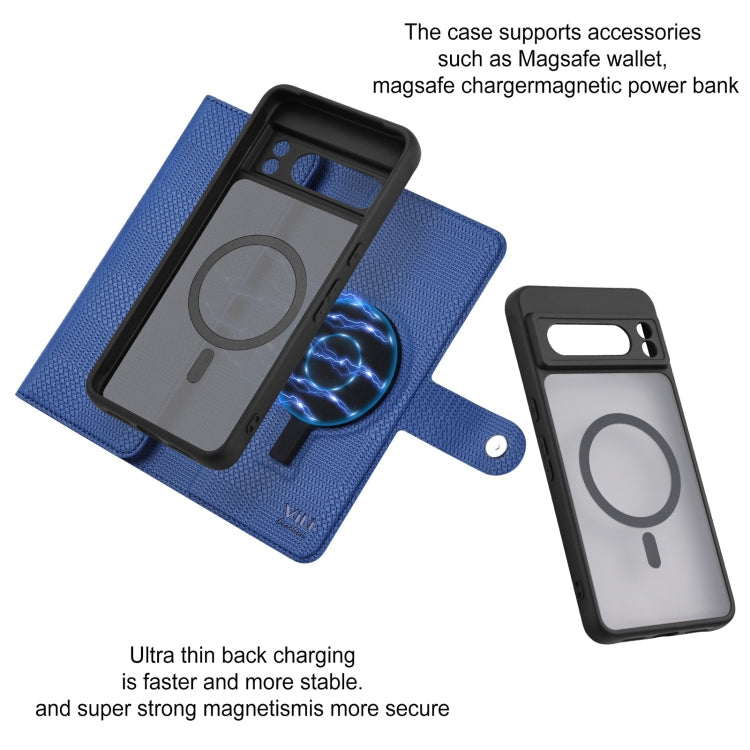 For Google Pixel 8 Pro ViLi GHA Series Shockproof MagSafe RFID Leather Attraction Horizontal Flip Phone Case(Blue)