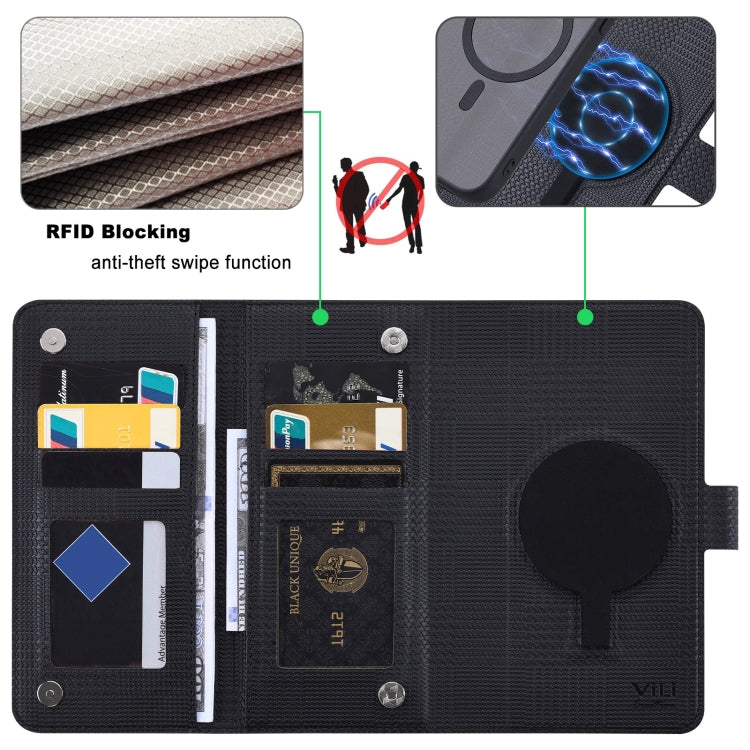 For iPhone 12 / 12 Pro ViLi GHA Series Shockproof MagSafe RFID Leather Attraction Horizontal Flip Phone Case(Black)