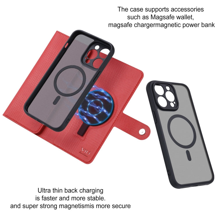 For iPhone 13 ViLi GHA Series Shockproof MagSafe RFID Leather Attraction Horizontal Flip Phone Case(Red)