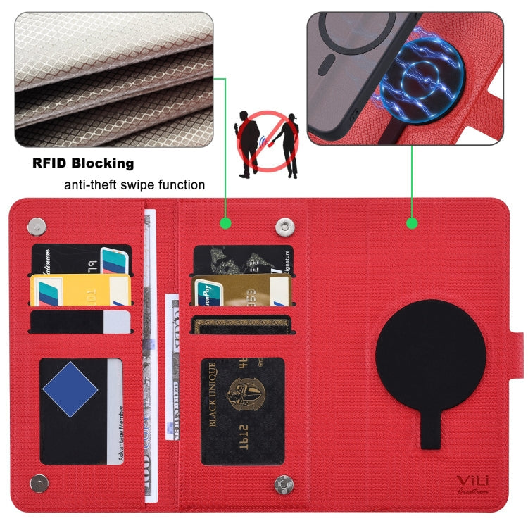 For iPhone 14 Pro ViLi GHA Series Shockproof MagSafe RFID Leather Attraction Horizontal Flip Phone Case(Red)