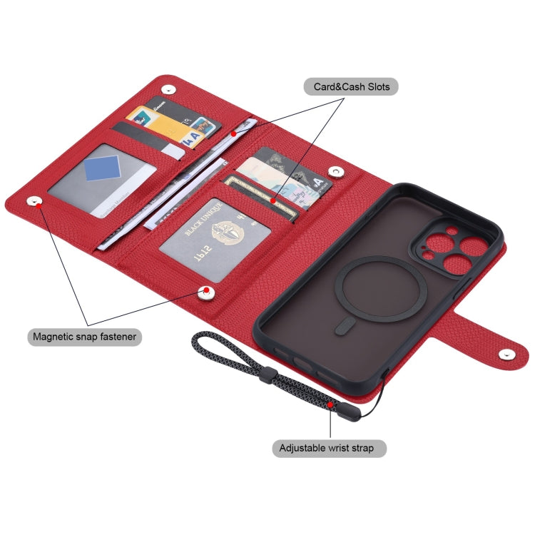 For iPhone 15 Plus ViLi GHA Series Shockproof MagSafe RFID Leather Attraction Horizontal Flip Phone Case(Red)