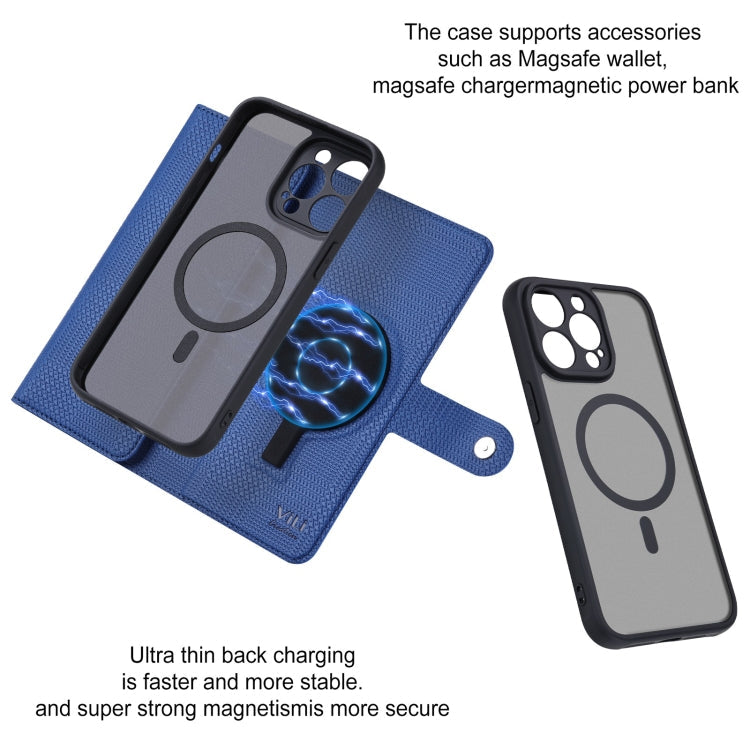 For iPhone 15 Plus ViLi GHA Series Shockproof MagSafe RFID Leather Attraction Horizontal Flip Phone Case(Blue)