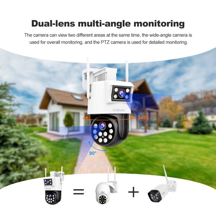 SriHome SH048 2MP + 2MP Humanoid Tracking Smart Night Vision Dual Lens IP Camera(EU Plug)