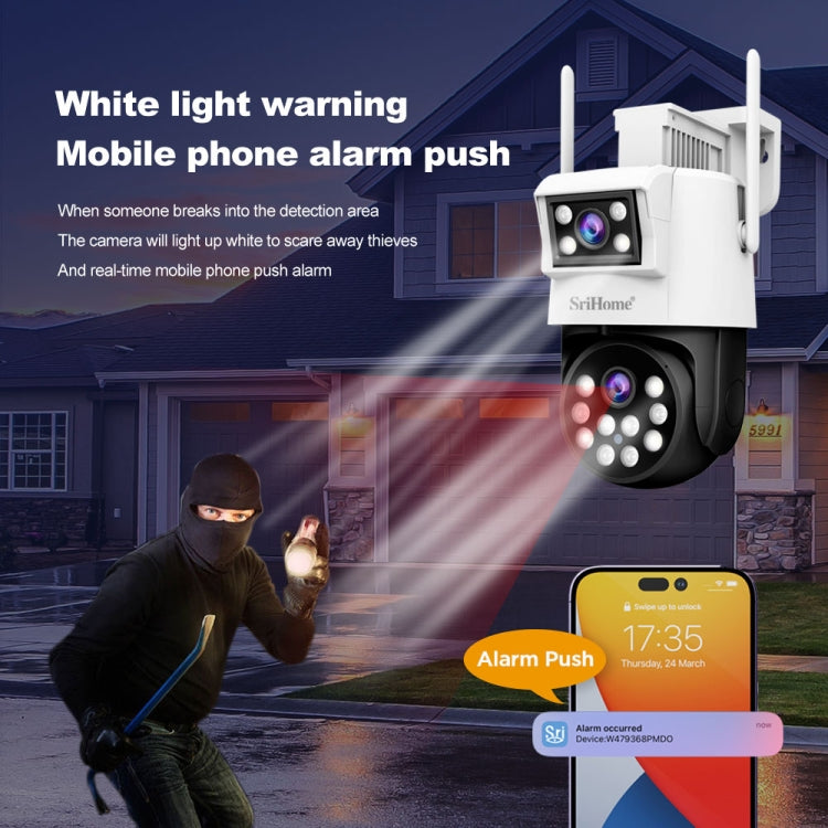 SriHome SH048 2MP + 2MP Humanoid Tracking Smart Night Vision Dual Lens IP Camera(EU Plug)