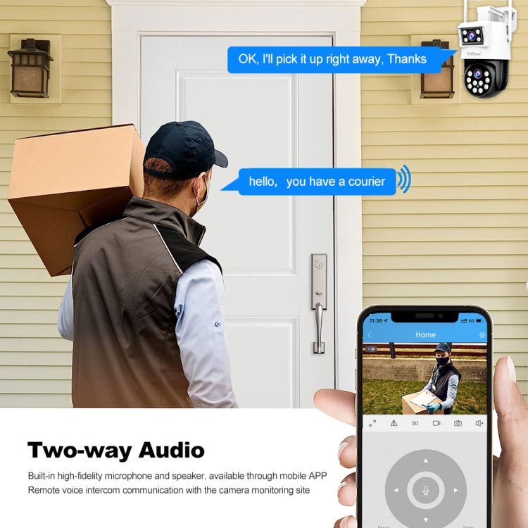 SriHome SH048 2MP + 2MP Humanoid Tracking Smart Night Vision Dual Lens IP Camera(AU Plug)